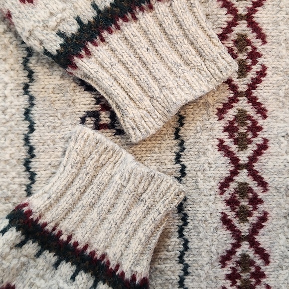 Vintage L.L. Bean Fair Isle Multicolor Wool Sweater sz L - Picture 8 of 10